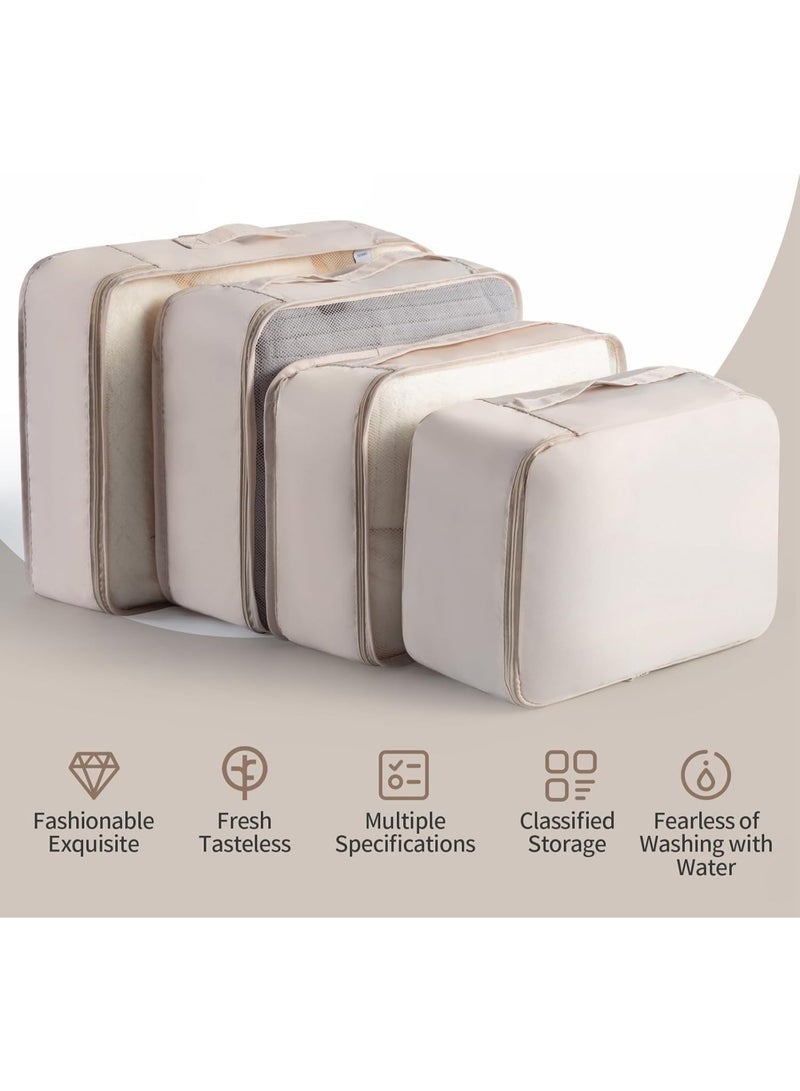 Arabest 8 Set Packing Cubes for Suitcases, Travel Luggage Organizer, Travel Packing Kit with Clothes Storage Bag, Shoe Bag, Laundry Bag, Underwear Bag Travel Essentials (Beige) - Image 3